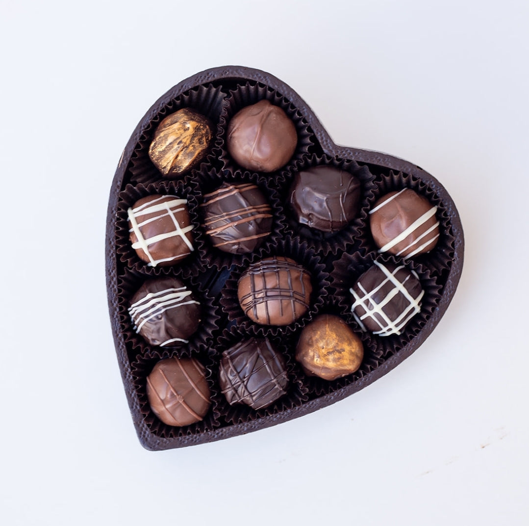 Valentine Truffles in a Chocolate Heart Box