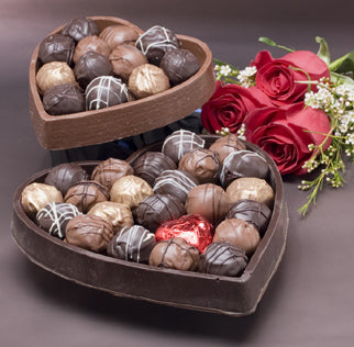 Valentine Truffles in a Chocolate Heart Box